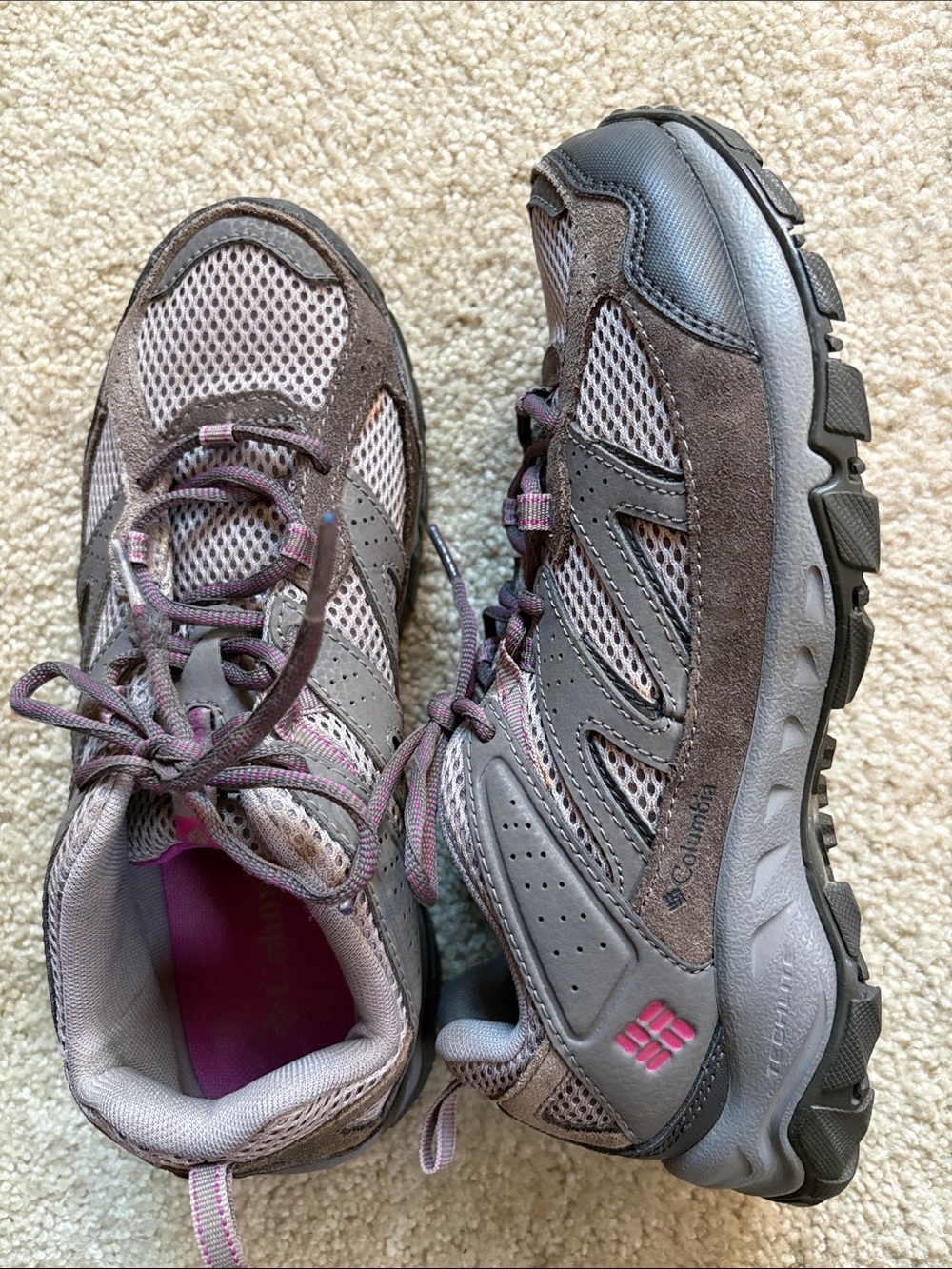 Columbia Gray and Pink Women's Trail Hikers-Size 8